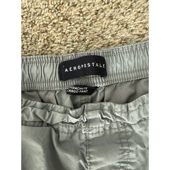 Aeropostale Gray Parachute Cargo Pants Cotton Drawstring Jogger Pockets size S - Picture 3 of 9